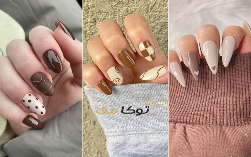 طرح جذاب رنگ شکلاتی برای ناخن مناسب پاییز