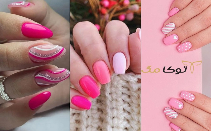 طرح جذاب رنگ صورتی برای ناخن مناسب پاییز