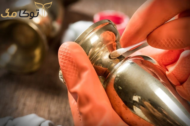 تمیز کردن ظروف مسی با جلاسنج
