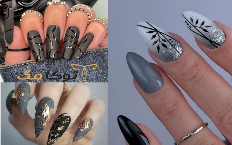 طرح جذاب رنگ خاکستری برای ناخن مناسب پاییز