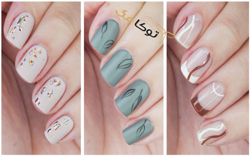 طراحی ناخن پاییزی مینیمال