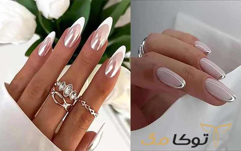 لاک نقره‌ای کروم برای ناخن تابستان