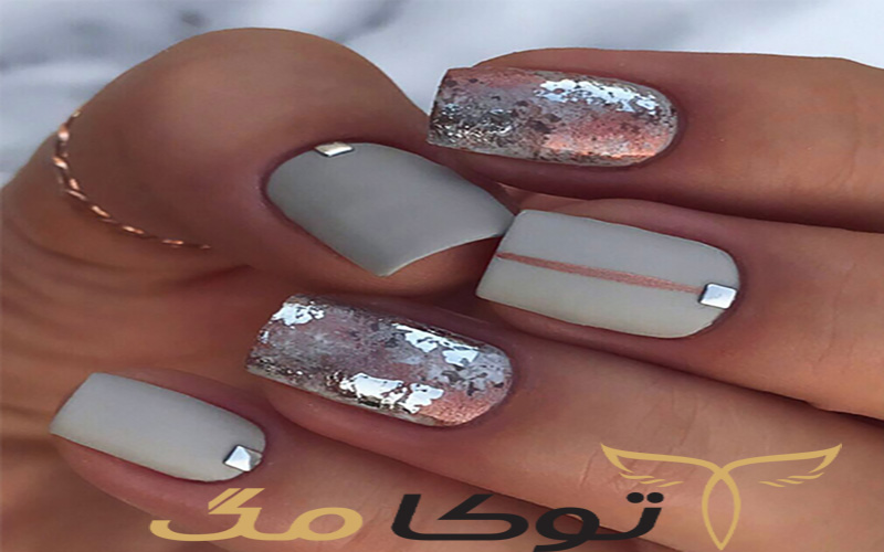 ترکیب رنگ صورتی و طوسی برای طرح های جذاب ناخن مناسب زمستان