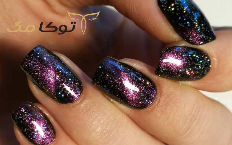 لاک ژل کهکشانی برای طراحی ناخن زمستانی