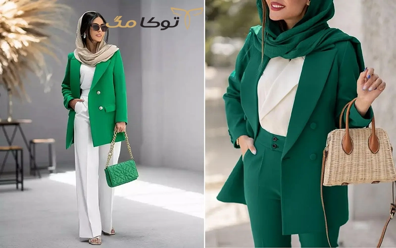 سفید بهترین رنگ برای ست با مانتو سبز