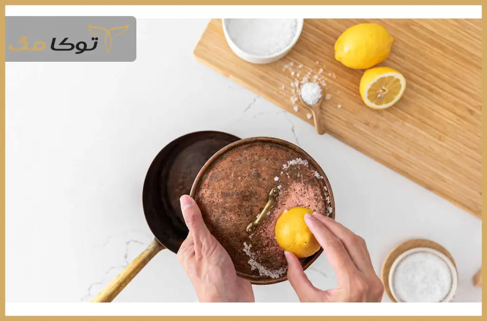 برق انداختن ظروف مسی با نمک
